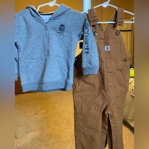 Baby Boy Carhartt Bundle - 18 month Canvas Overalls/ 18 Month zip up hoodie
